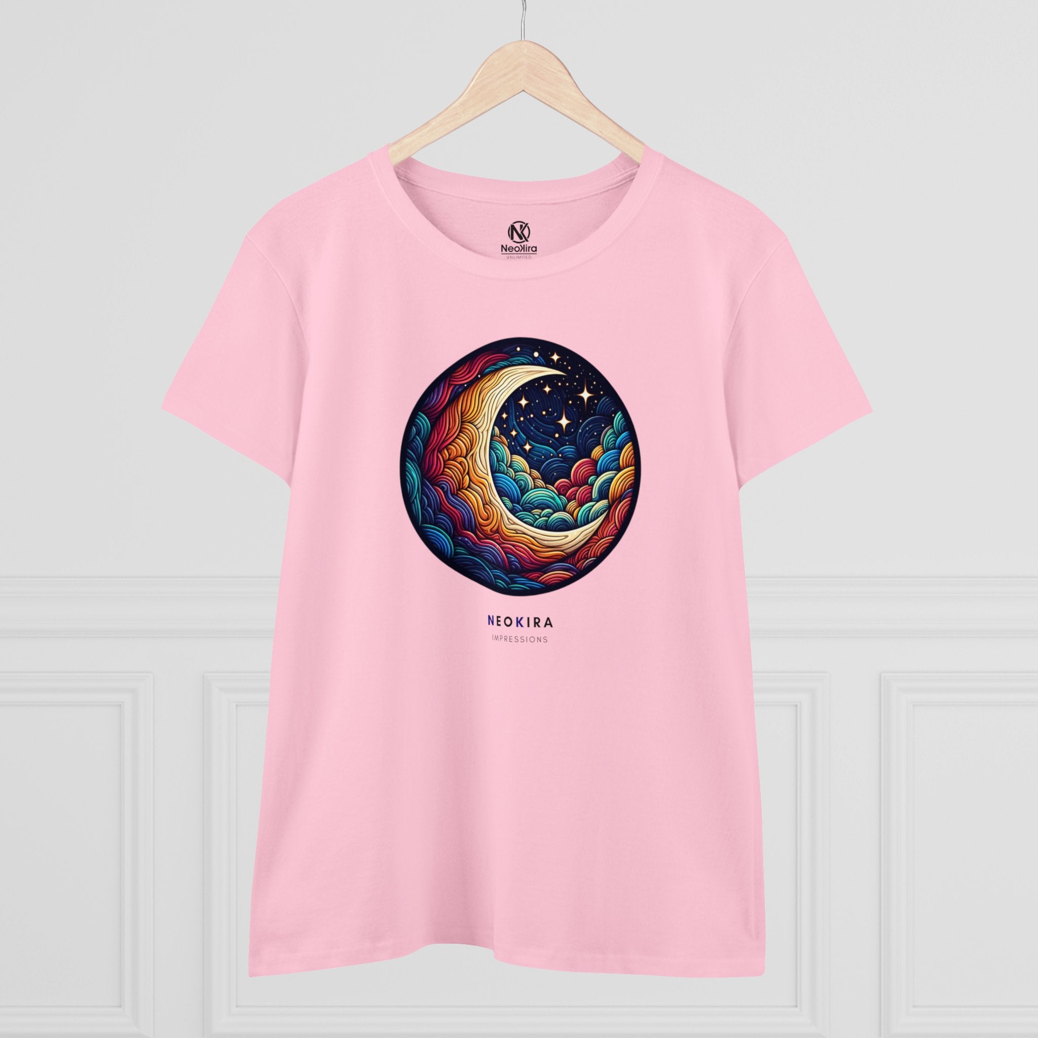 MOON AND STARS Women's Midweight Cotton Tee T-Shirt Printify   