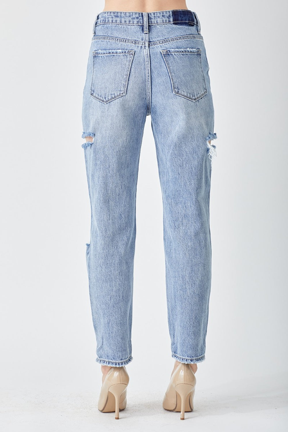 RISEN Distressed Slim Cropped Jeans Jeans Trendsi   