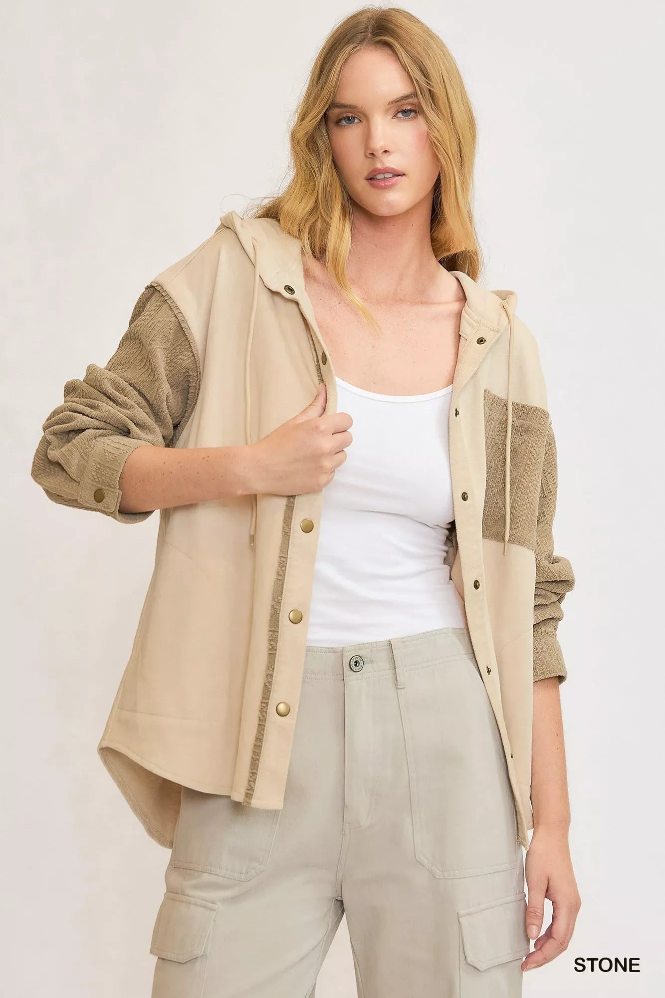 Umgee Washed French Terry Shacket Boho Casual Style - NeoKira Unlimited