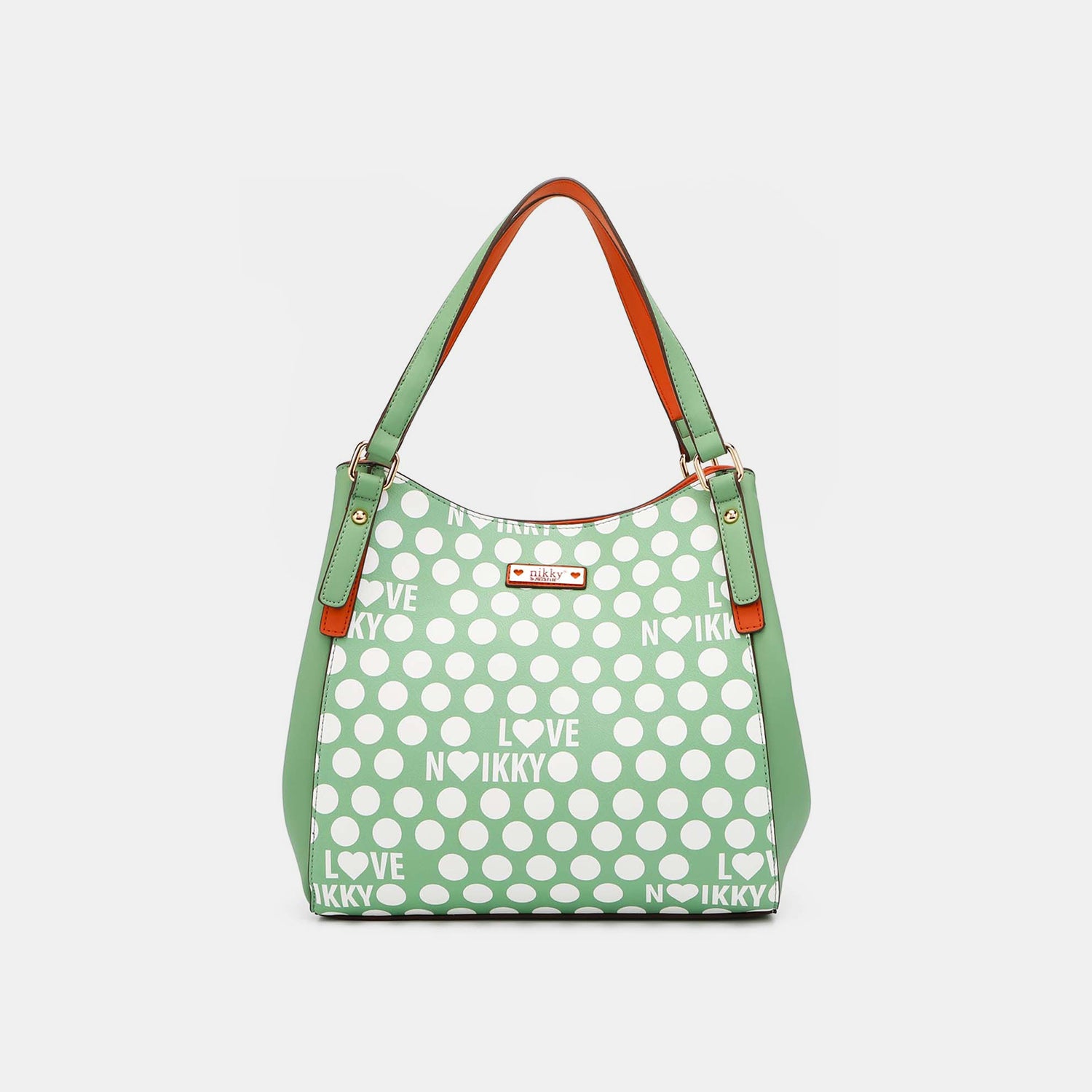 Nicole Lee USA Contrast Polka Dot Handbag Handbag Trendsi Dusty Mint One Size 