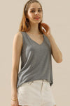 Ninexis Full Size V-Neck Curved Hem Tank Tank Top Trendsi H GREY S 