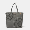 Nicole Lee USA Metallic Stitching Embroidery Inlaid Rhinestone Tote Bag Tote Bag Trendsi Gray One Size 