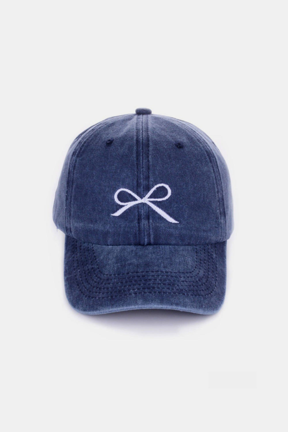 Zenana Bow Embroidered Washed Cotton Caps Caps Trendsi Navy One Size 