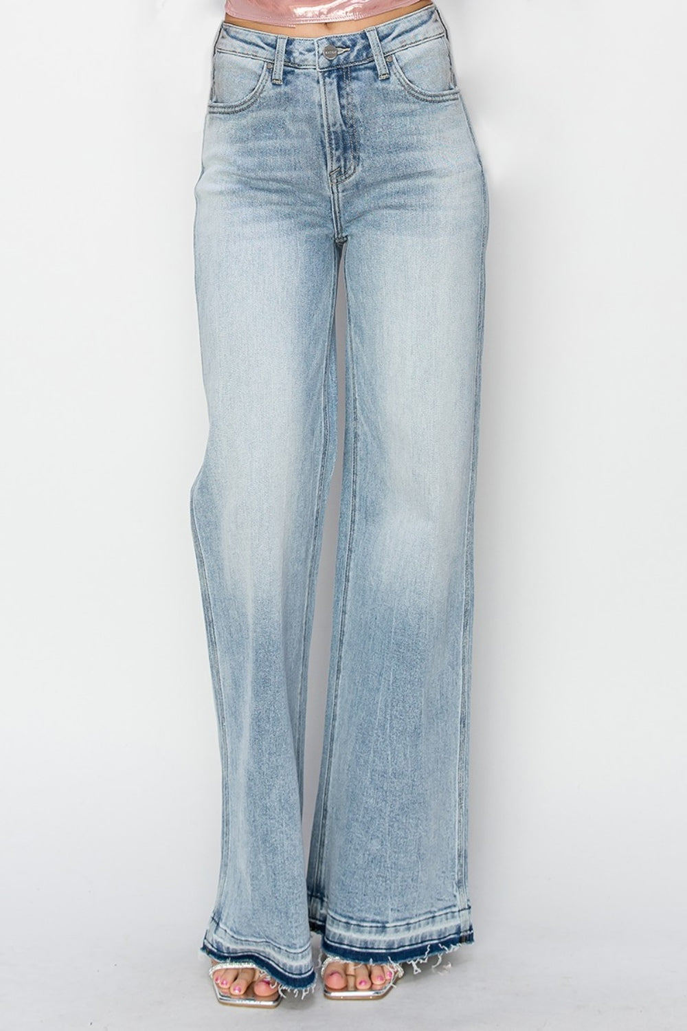 Risen Full Size High Rise Wide Leg Jeans Jeans Trendsi   