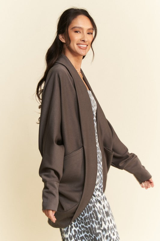 Davi & Dani Dolman Long Sleeve Open Front Jacket - NeoKira Unlimited