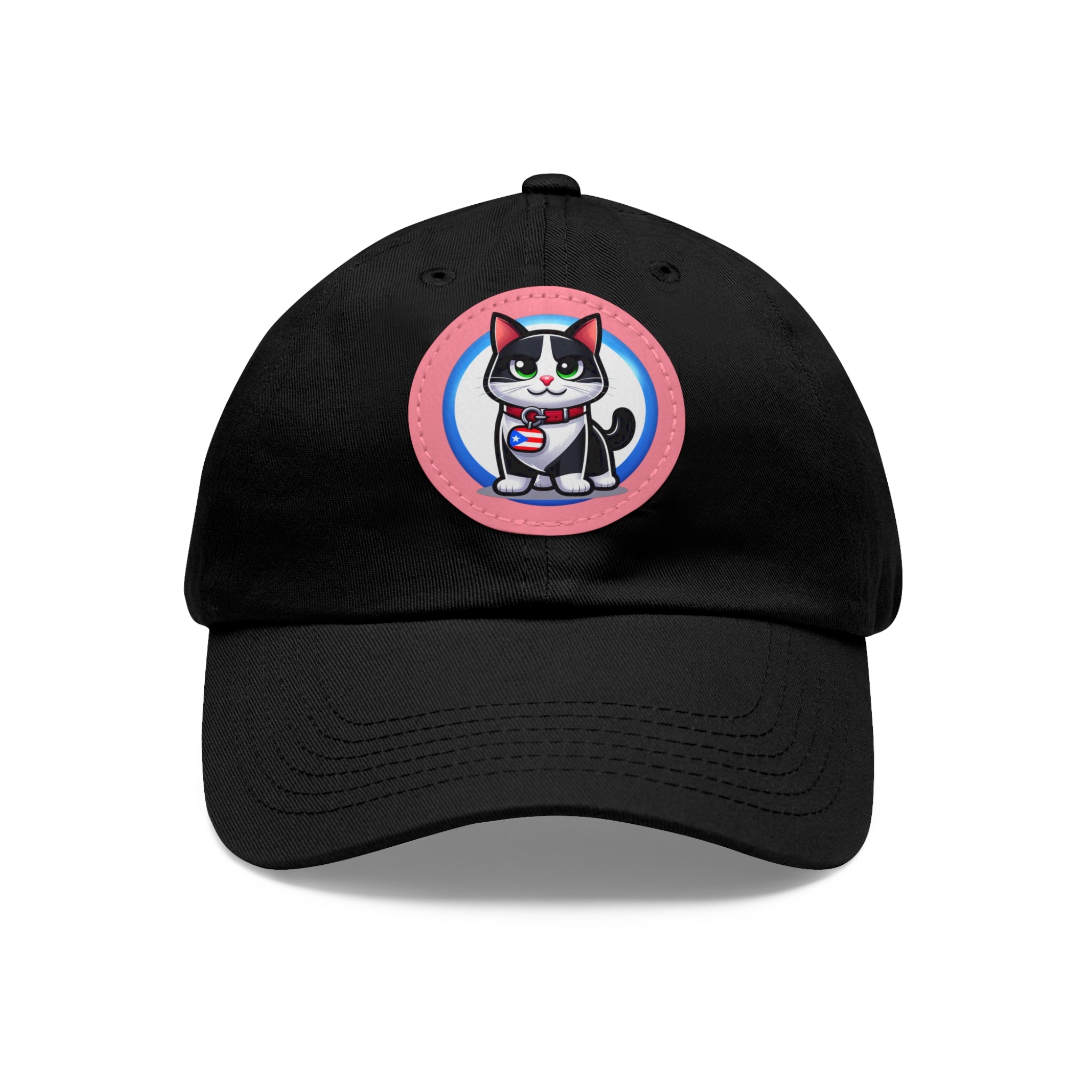 COOL TUXEDO CAT Dad Hat with Leather Patch (Round) - NeoKira Unlimited