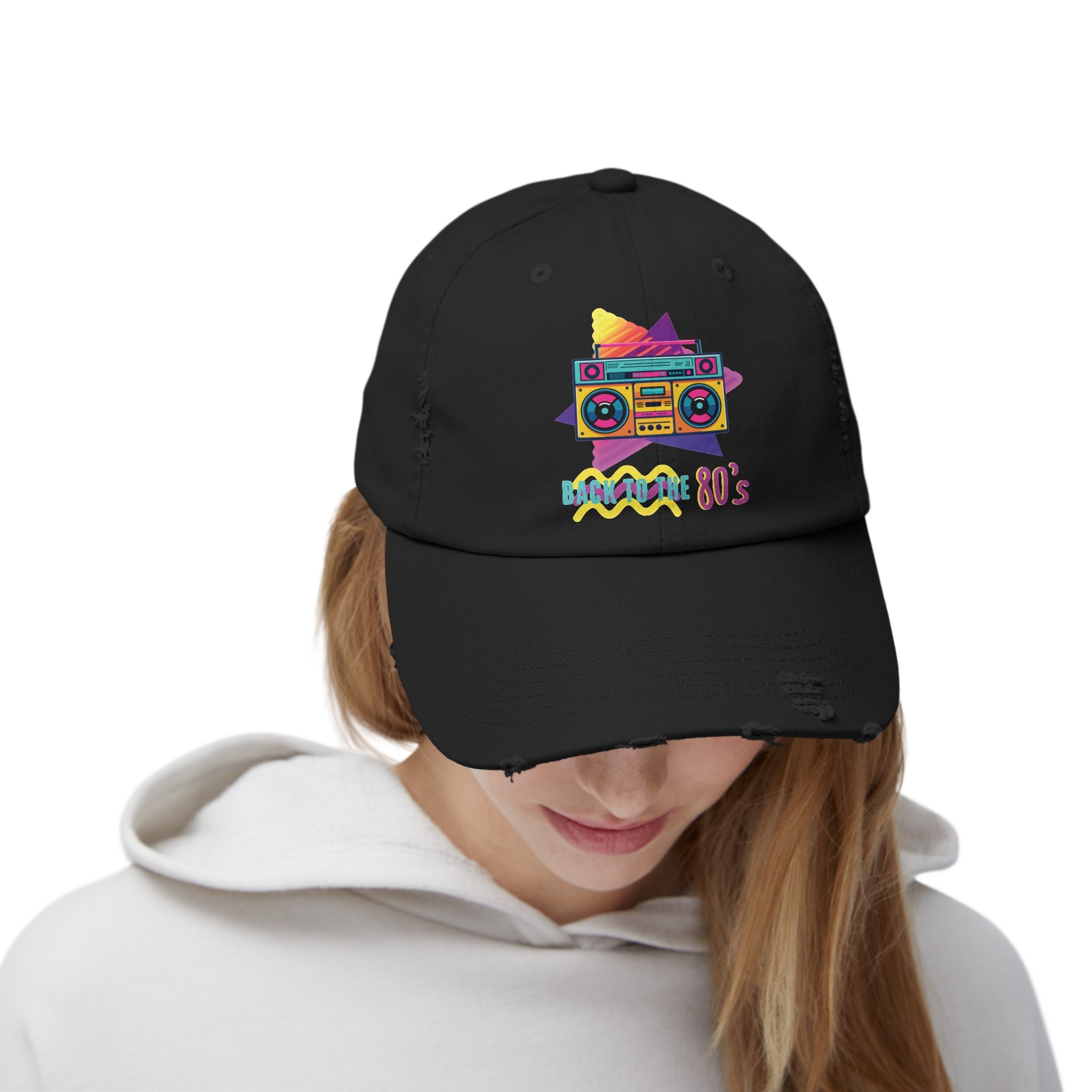 BACK TO THE 80S Unisex Distressed Cap Caps Printify   