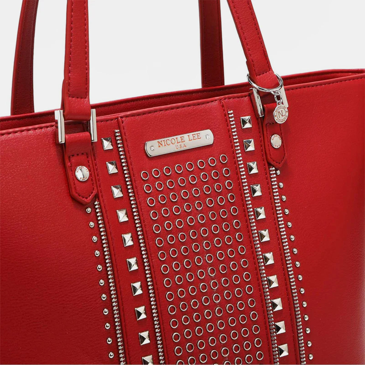 Nicole Lee USA Studded Decor Tote Bag Handbag Trendsi   