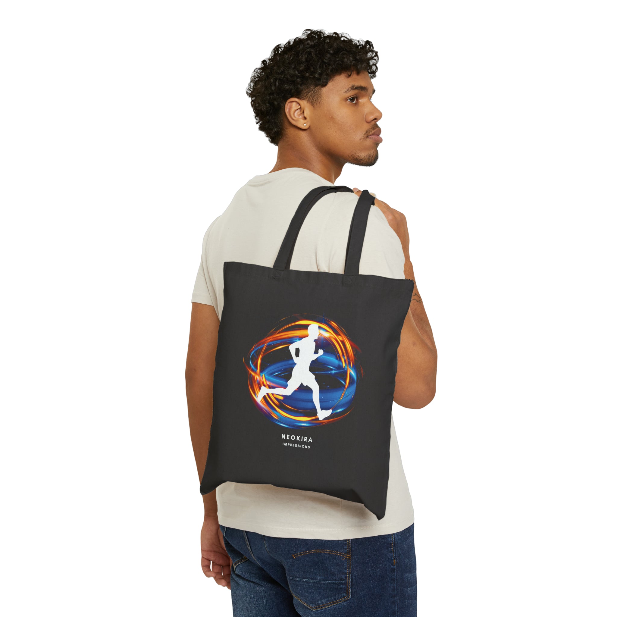 MEN RUNNER Cotton Canvas Tote Bag Tote Bag Printify   