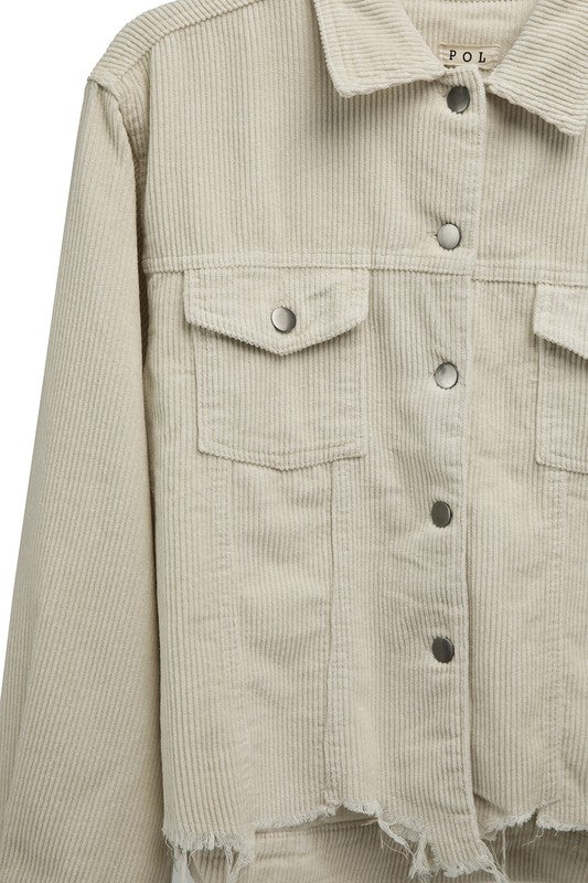 POL Oversized Ribbed Cotton Shacket - NeoKira Unlimited