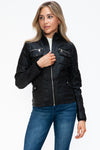 YMI Removable Faux Layered Multi-Pocket Jacket with Fuzzy Hood - NeoKira Unlimited