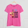 SAVE WATER DRINK WINE Women's Midweight Cotton Tee T-Shirt Printify   