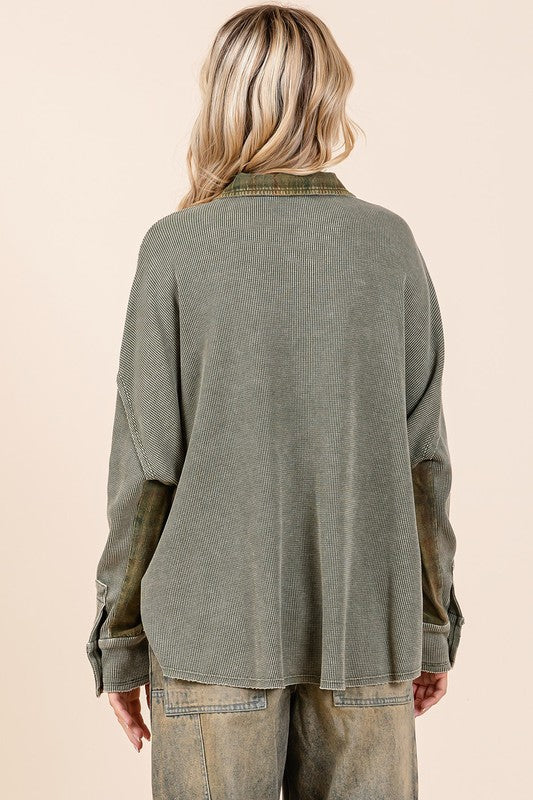 Mittoshop Mineral Washed Plaid Button Down Shacket - NeoKira Unlimited