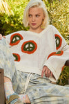 POL V Neck Long Sleeve Peace Pattern Sweater Sweater Trendsi Cream S 