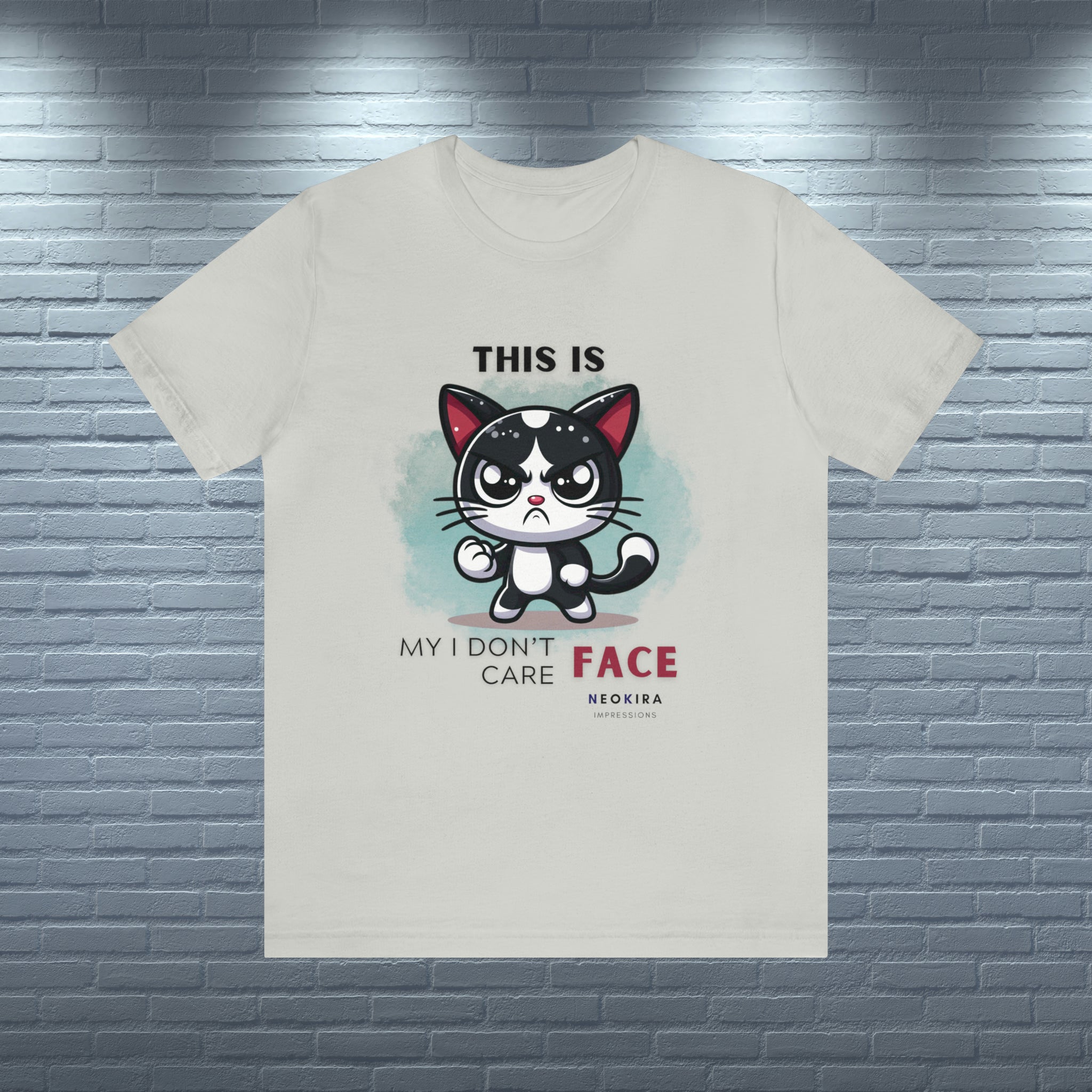 THIS IS MY I DON'T CARE FACE Unisex Jersey Short Sleeve Tee T-Shirt Printify Silver XS 