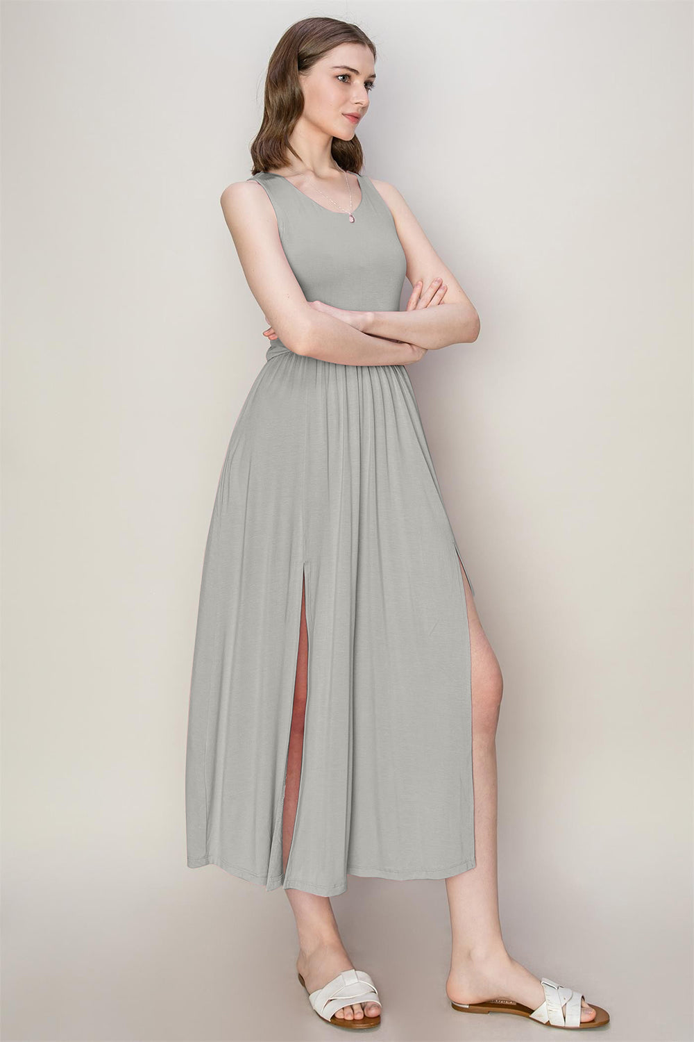 HYFVE Sleeveless Slit Midi Dress - NeoKira Unlimited