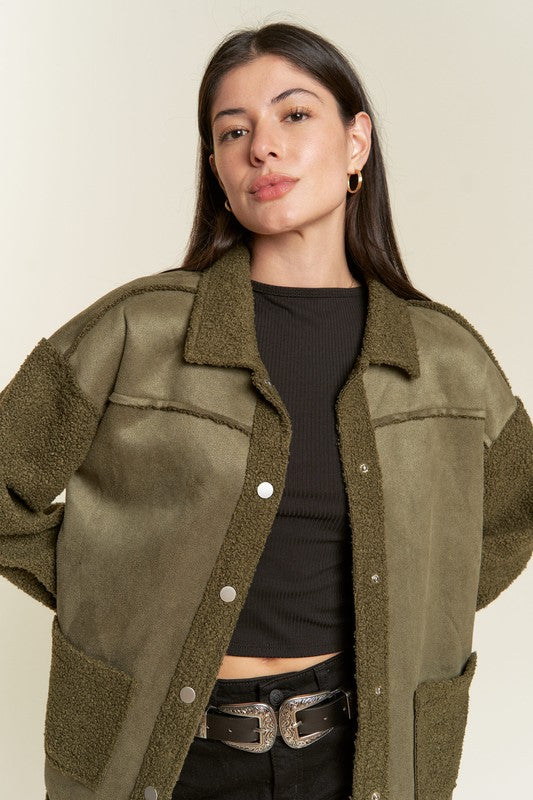 Jade By Jane Plus Size Faux Fur Suede Oversized Jacket | Cozy Luxe Layer - NeoKira Unlimited