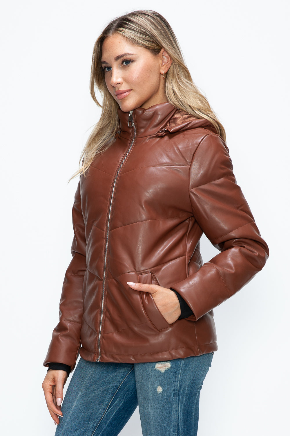 How Dare U Pocketed Zip Up Puffer Jacket with Removable Hood - NeoKira Unlimited