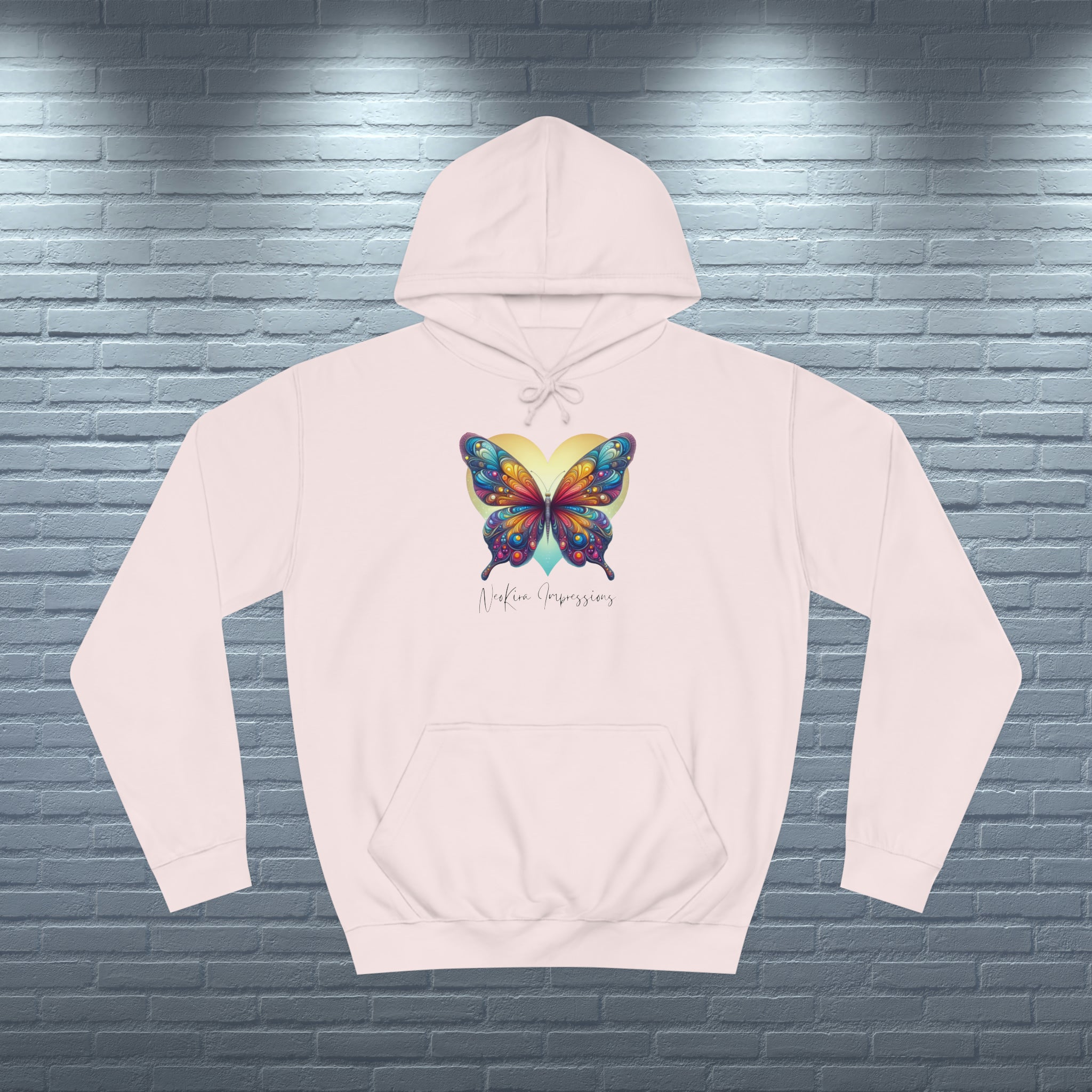 BUTTERFLY Unisex College Hoodie Hooded Sweater Printify Baby Pink S 