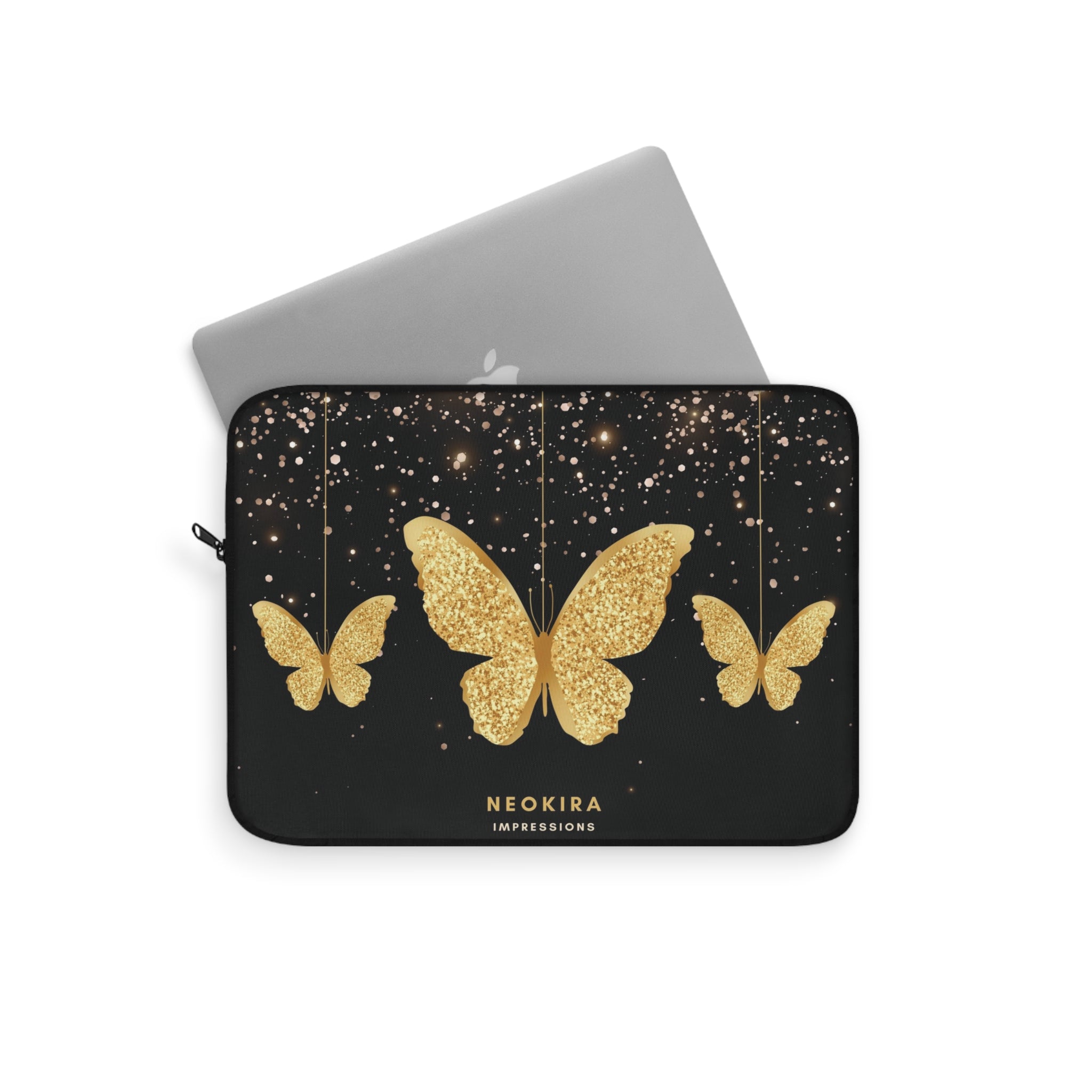 GOLDEN BUTTERFLIES Laptop Sleeve Laptop Sleeve Printify   