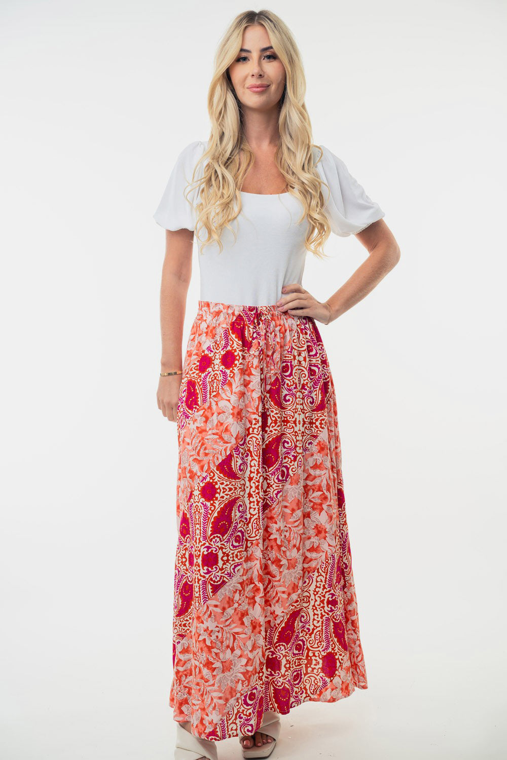 White Birch Full Size High Waisted Floral Woven Skirt - NeoKira Unlimited