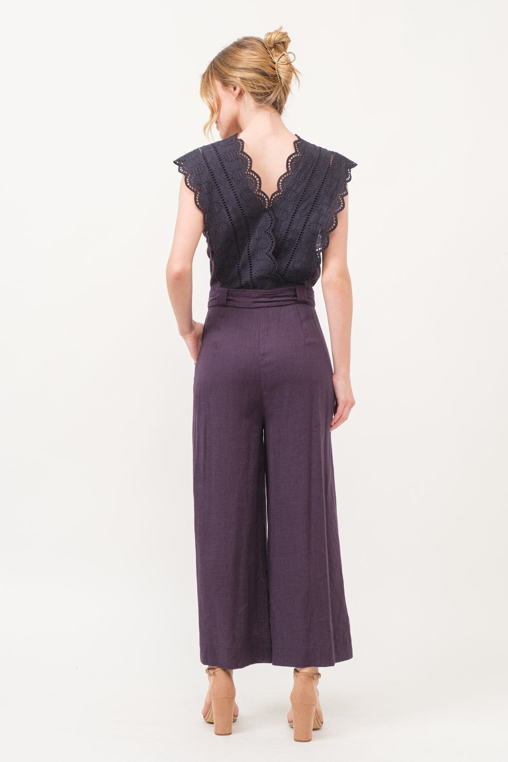 And The Why Laced Surplice Tie Waist Jumpsuit - NeoKira Unlimited