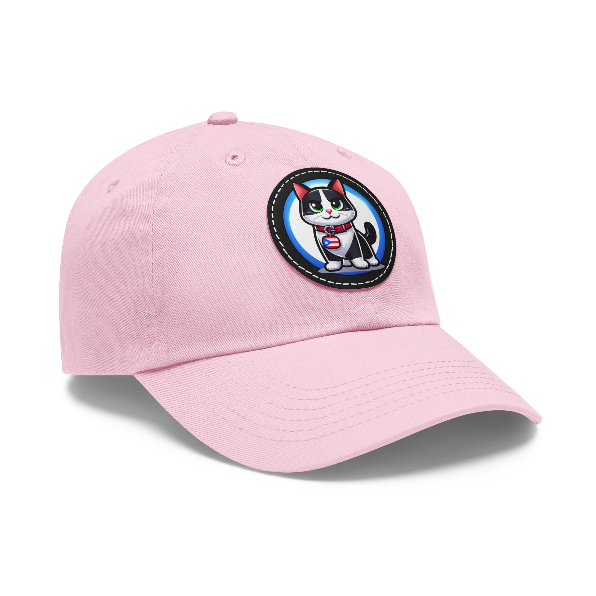 COOL TUXEDO CAT Dad Hat with Leather Patch (Round) Caps Printify   