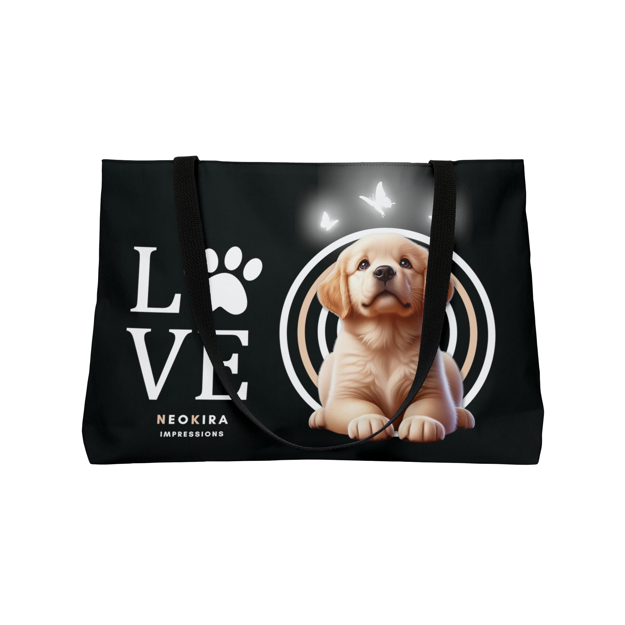 DOG LOVE BLACK Tote Bag Tote Bag Printify   