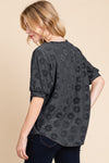 BOMBOM Textured Floral Pattern Top Top Trendsi   