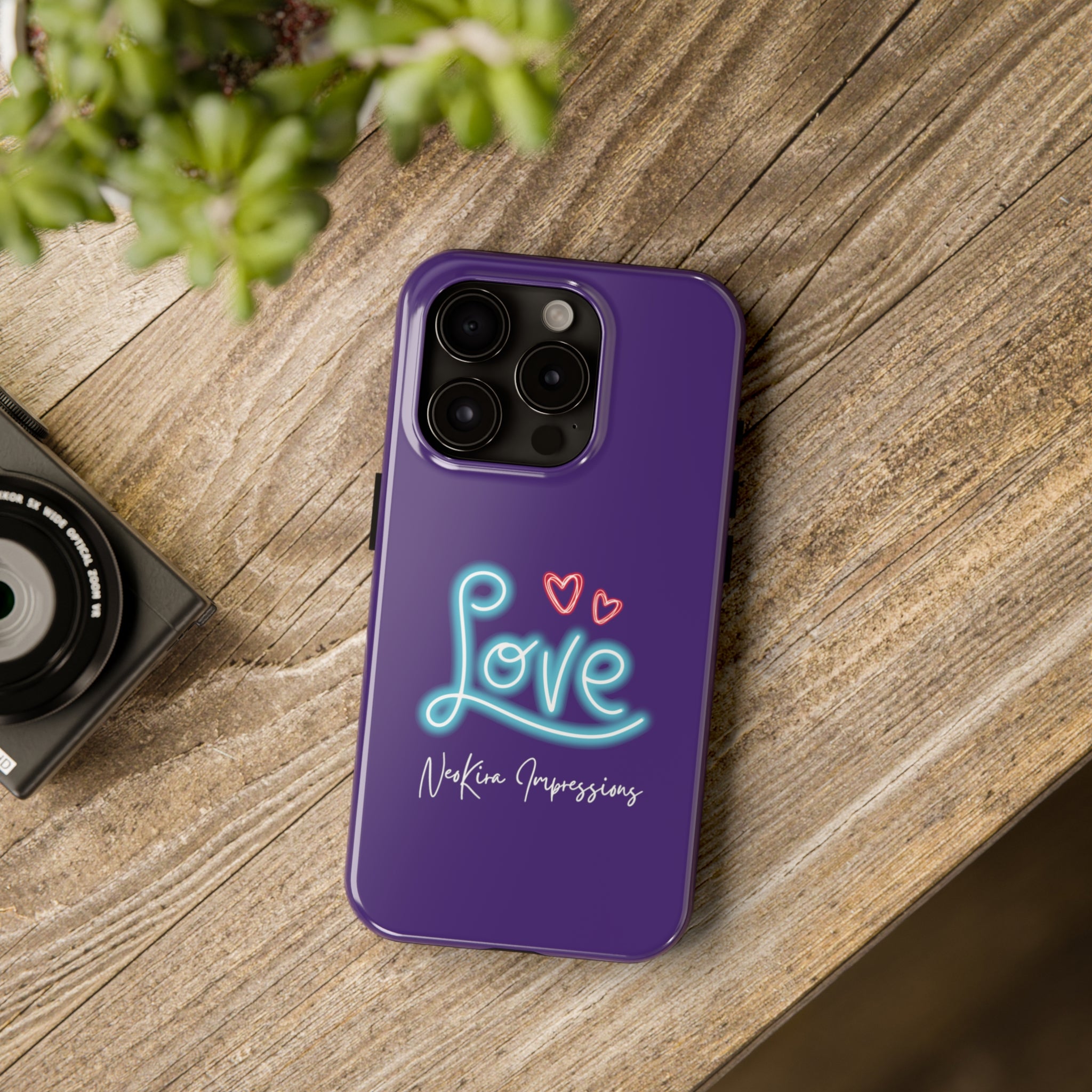 NEON LOVE PURPLE Tough Phone Cases Phone Case Printify iPhone 15 Pro  