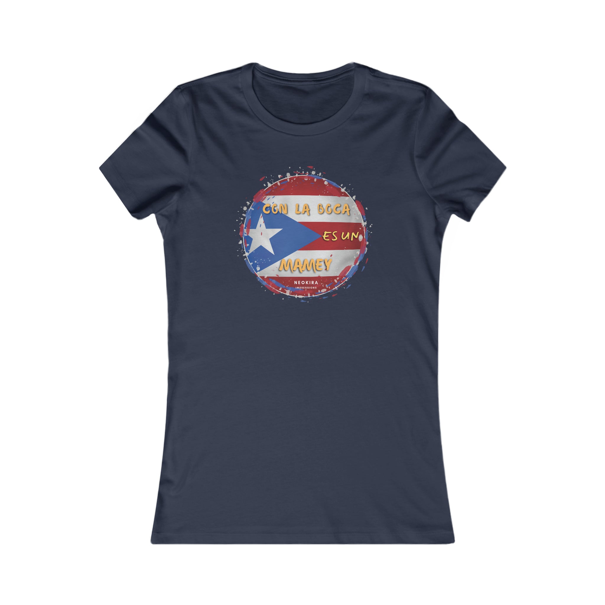 CON LA BOCA ES UN MAMEY Women's Favorite Tee T-Shirt Printify S Navy 