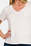 Zenana Ribbed Short Sleeve T-Shirt T-Shirt Trendsi   