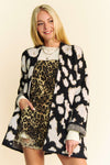 Davi & Dani Leopard Open Front Long Sleeve Cardigan - NeoKira Unlimited