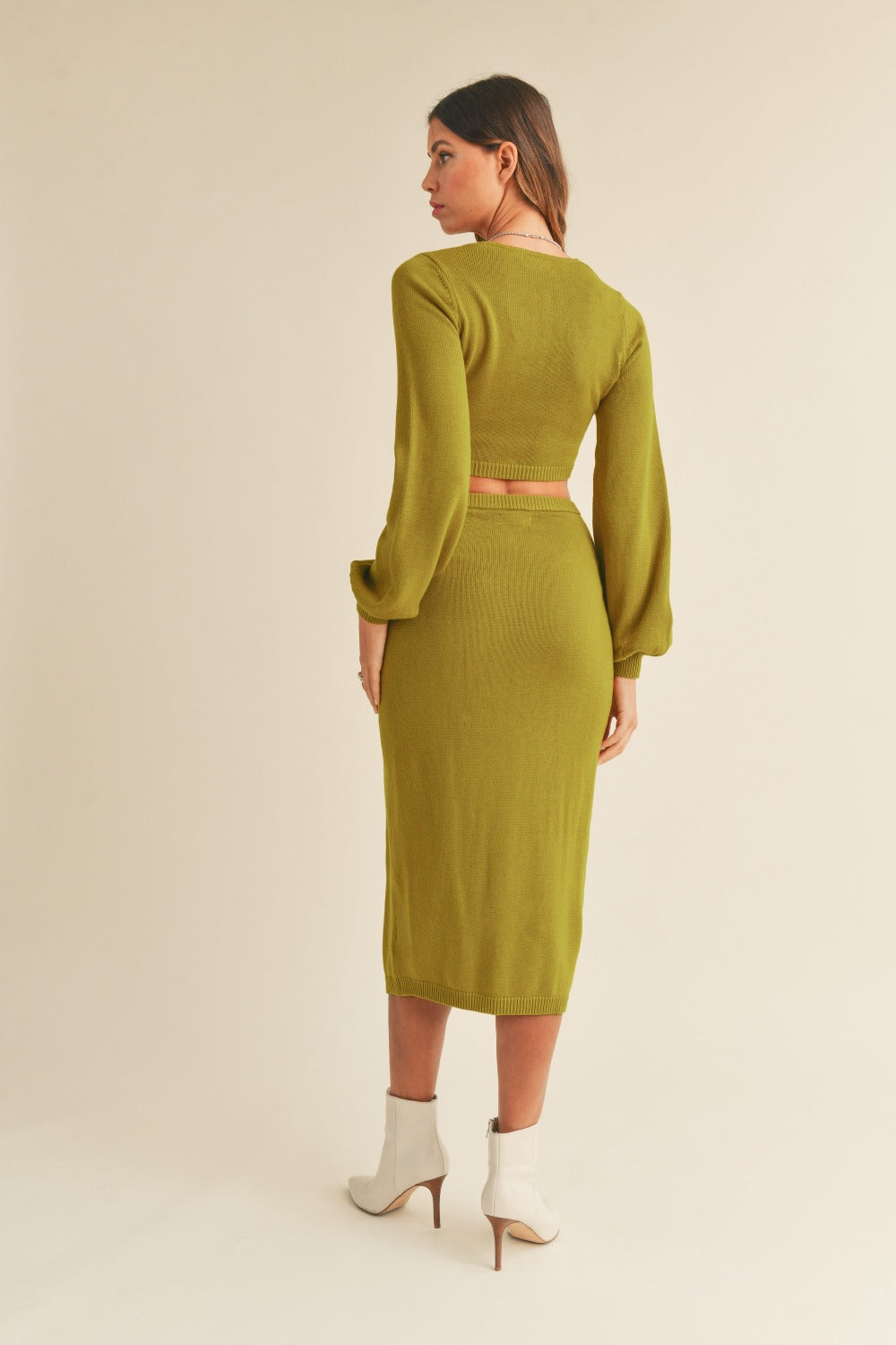 MABLE Front Twisted Knit Top and Midi Skirt Set - NeoKira Unlimited