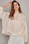 POL Round Neck Long Sleeve Raw Edge Lace Top Top Trendsi Blush S 