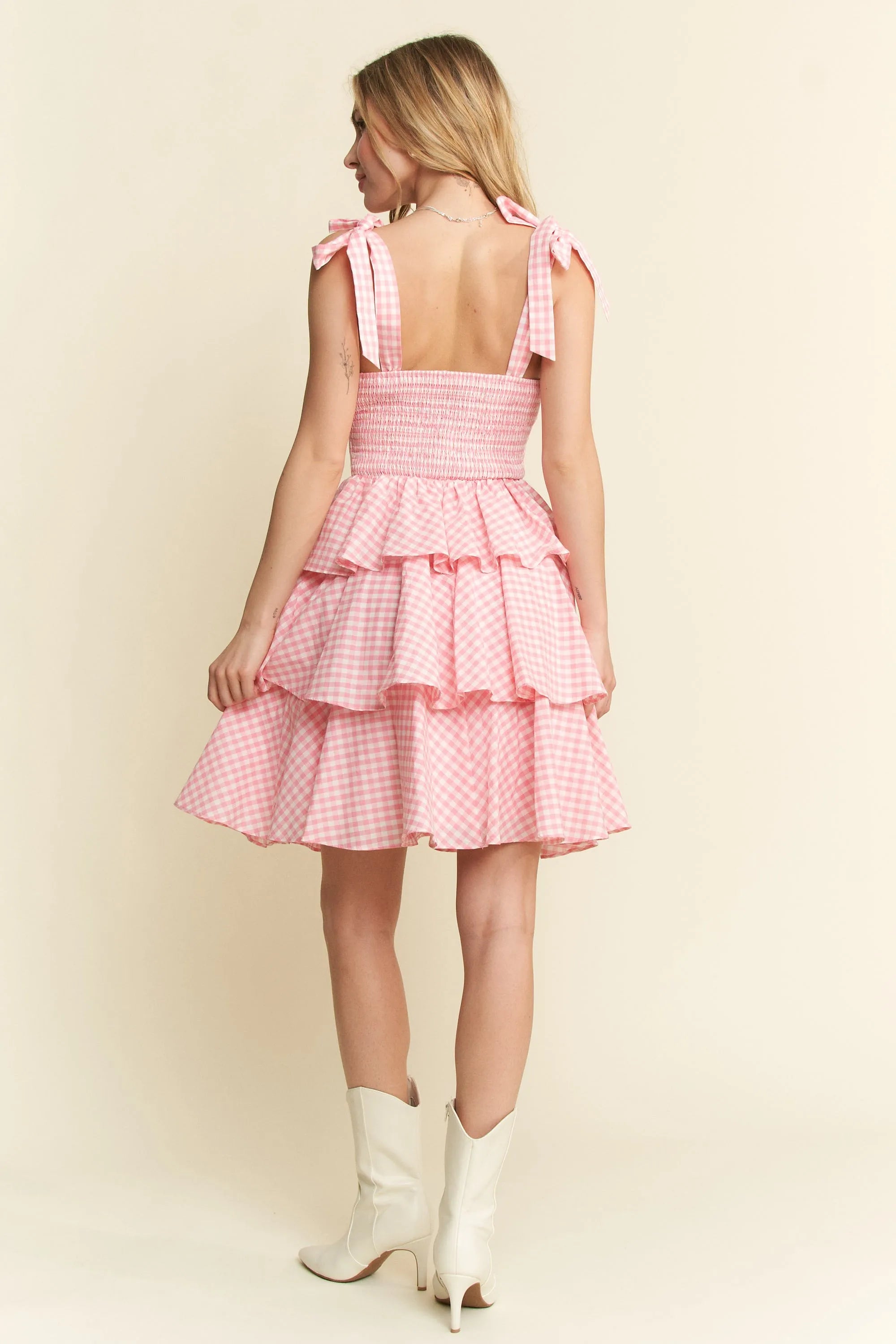 Jade By Jane Romantic Cottagecore Gingham Tiered Ruffle Mini Dress – Full Size - NeoKira Unlimited