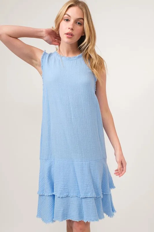 And The Why Washed Fringe Detail Tiered Dress - NeoKira Unlimited
