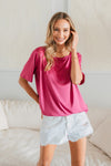 Sew In Love Full Size Square Neck Short Sleeve Top Top Trendsi Fuchsia S 