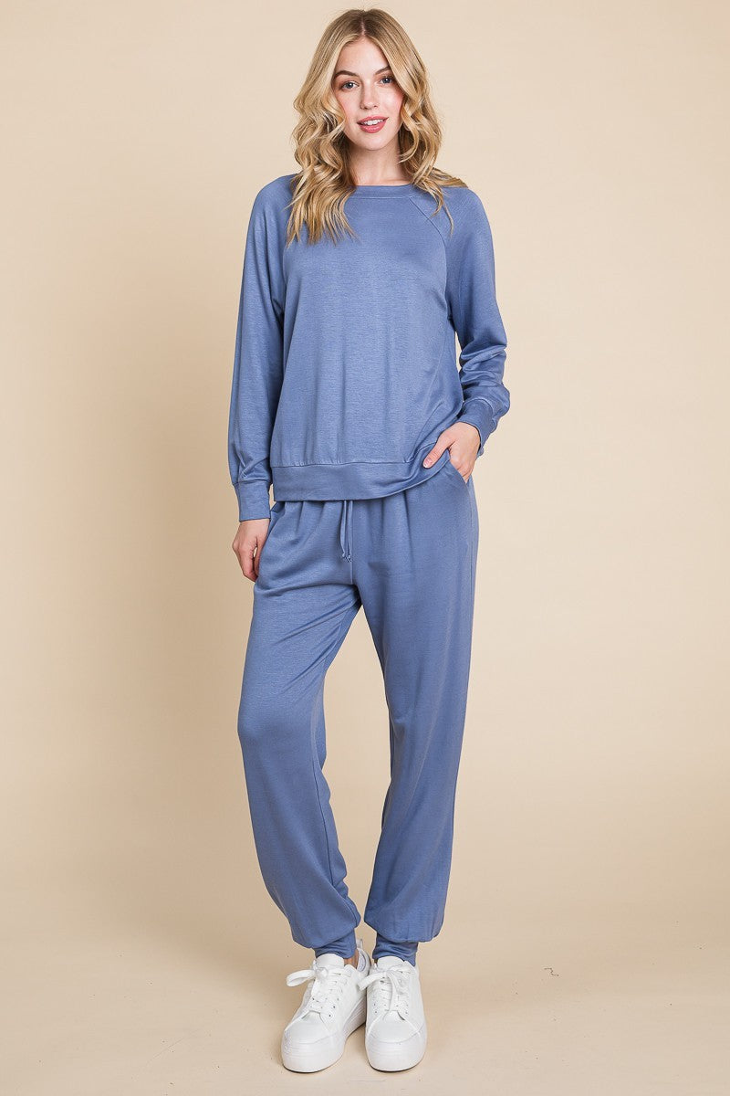 Super Lady Round Neck Raglan Sleeve Top and Pants Lounge Set - NeoKira Unlimited