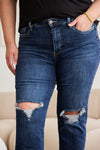 RFM Full Size Tummy Control Distressed High Waist Raw Hem Jeans Jeans Trendsi   