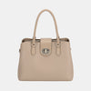 David Jones PU Leather Twist-Lock Tote Bag Handbag Trendsi Gravel One Size 