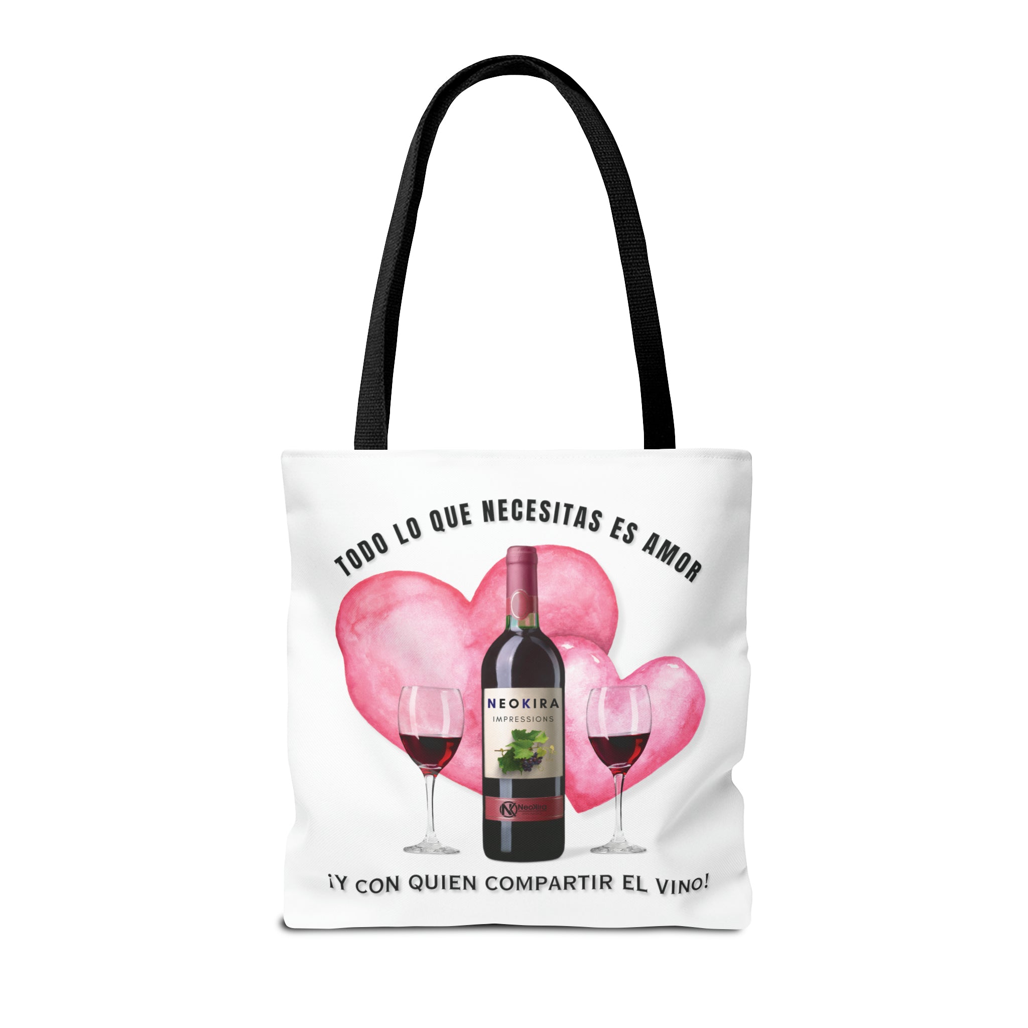 TODO LO QUE NECESITAS ES AMOR Y CON QUIEN COMPARTIR EL VINO Tote Bag Tote Bag Printify   