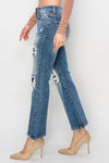 Risen Full Size High Rise Distressed Ankle Flare Jeans Jeans Trendsi   