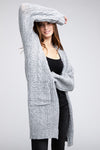 BiBi Twist Knitted Open Front Cardigan With Pockets Cardigan BiBi GREY S 