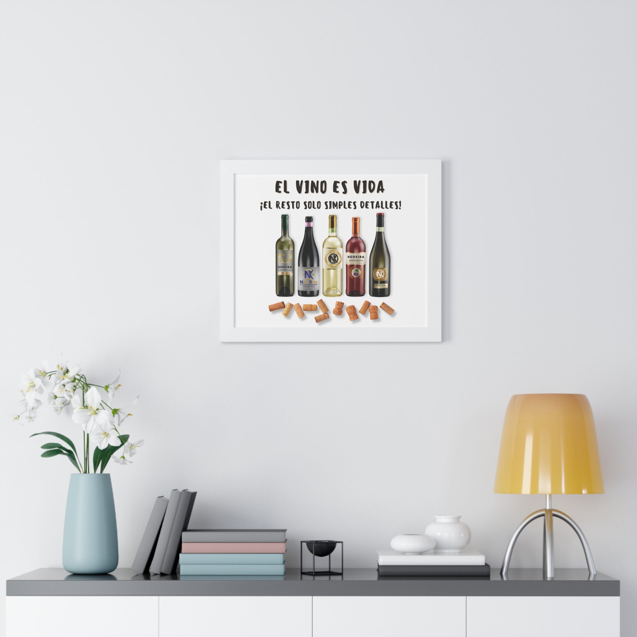 EL VINO ES VIDA Framed Horizontal Poster Poster Printify 20