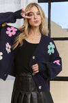 ADORA Flower Button Down Lantern Sleeve Cardigan - NeoKira Unlimited