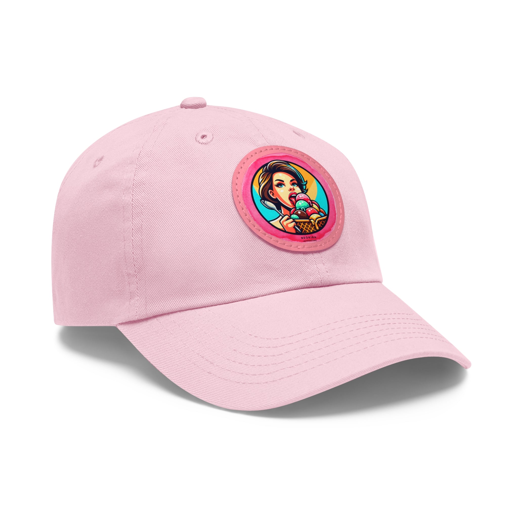 ICE CREAM Dad Hat with Leather Patch (Round) Caps Printify   