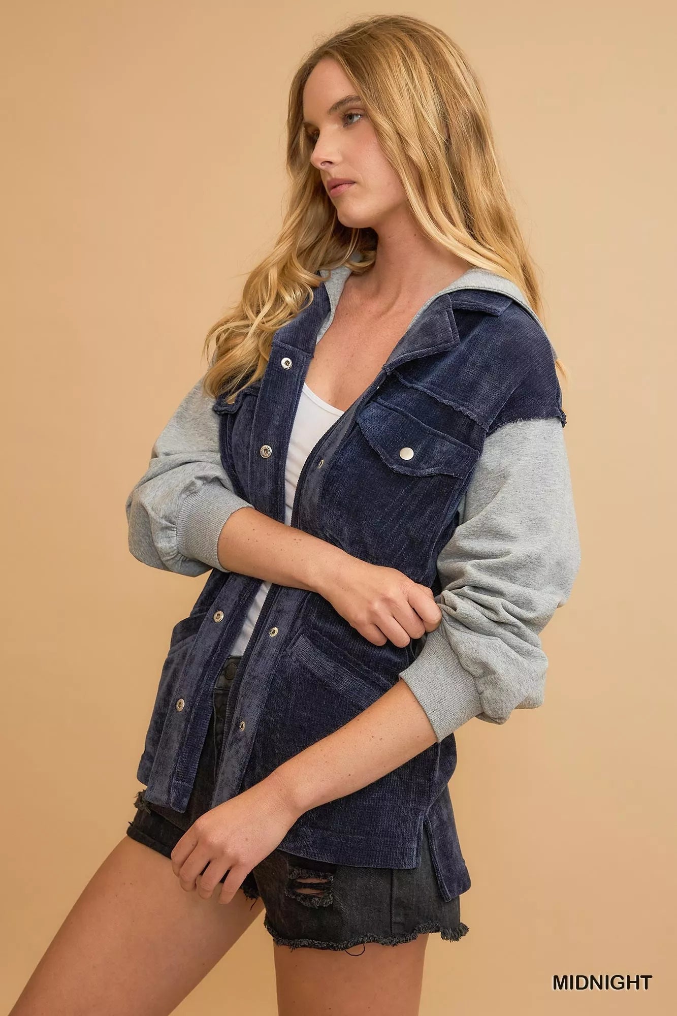 Umgee Contrast Hooded Chenille Jacket – Casual Streetwear - NeoKira Unlimited