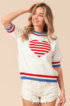 BiBi US Flag Theme Striped Heart Sweater Sweater Trendsi   