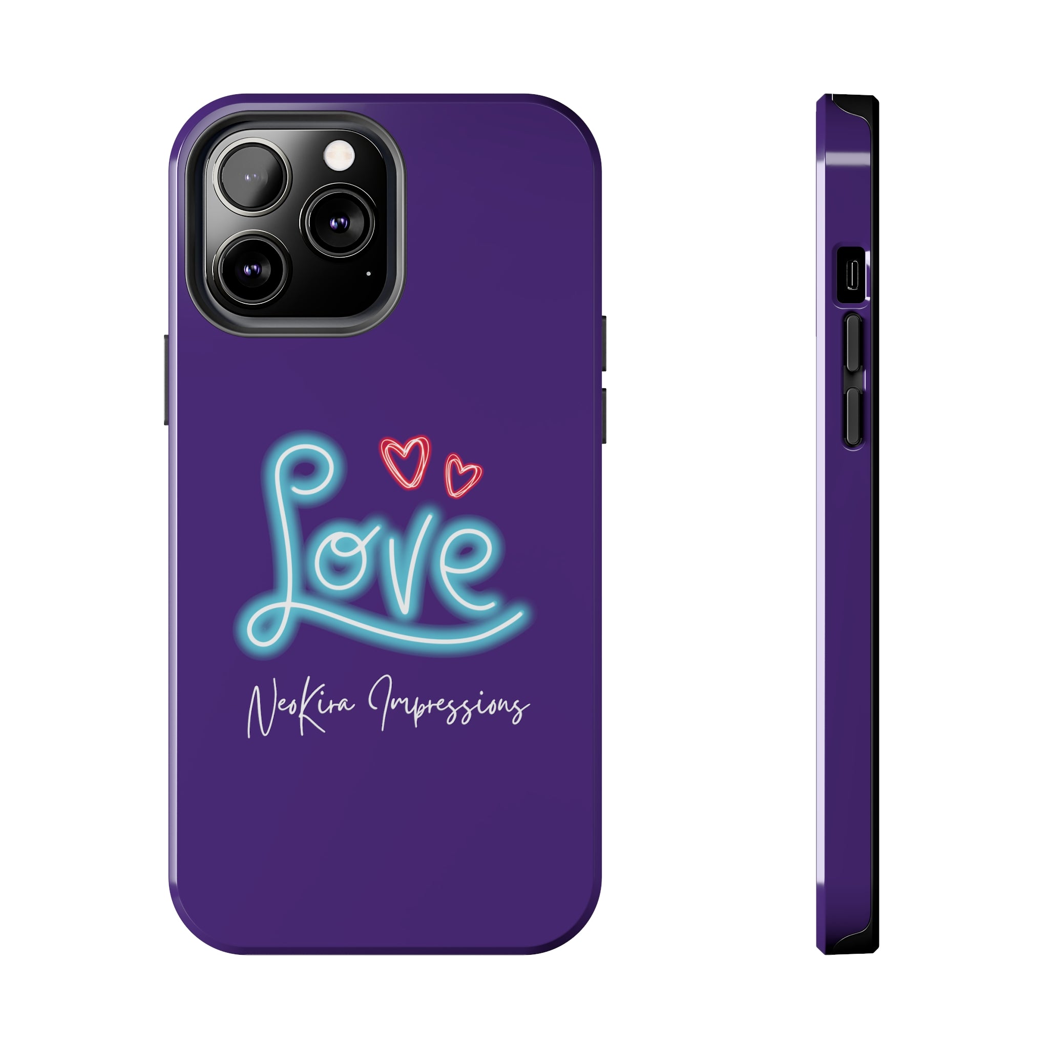 NEON LOVE PURPLE Tough Phone Cases Phone Case Printify   